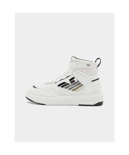 Armani Womenss Chunky High Top Trainers in White Leather