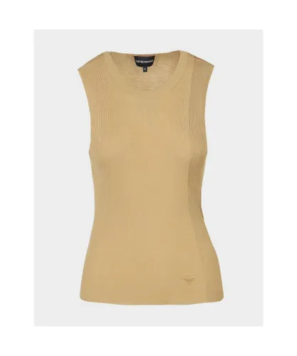 Armani Womenss Knitted Tank Top in Beige Cotton