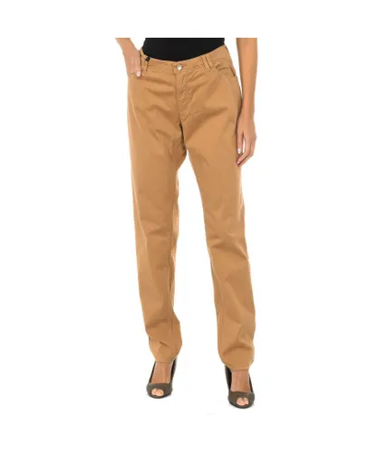 Armani Womenss long stretch fabric pants Z5J28-MJ - Brown Cotton