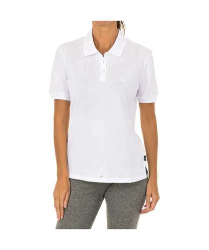 Armani Womenss short-sleeved polo shirt with lapel collar 6Z5F81-5J41Z - White Cotton