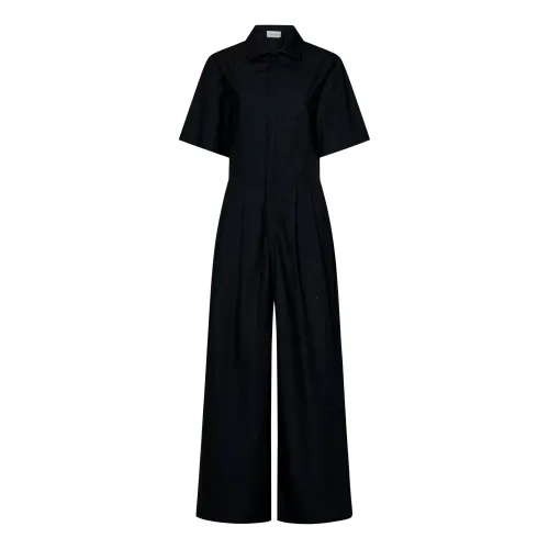 Armarium , Black Cotton Poplin Short-Sleeved Jumpsuit ,Black female, Sizes: