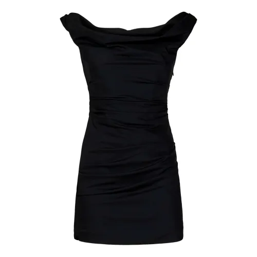 Armarium , Black Wool Off-Shoulder Mini Dress ,Black female, Sizes: