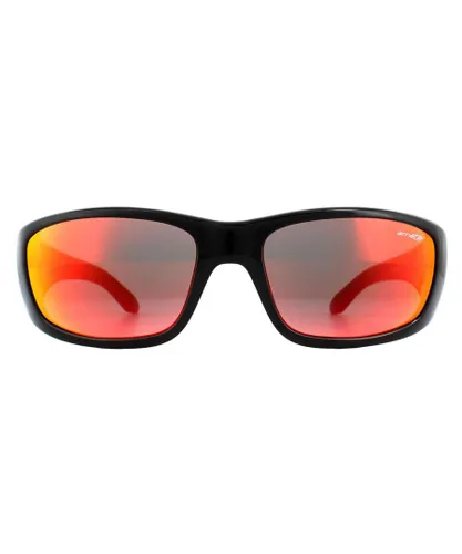 Arnette Wrap Mens Black Red Yellow Mirror Sunglasses - One