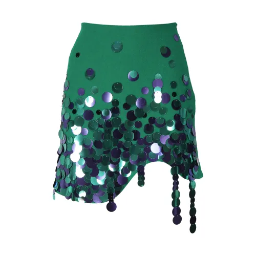 Art Dealer , Green Sequin Mini Skirt Asymmetry ,Green female, Sizes: