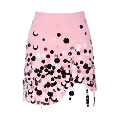 Art Dealer , Pink Sequin Mini Skirt Asymmetry ,Multicolor female, Sizes: