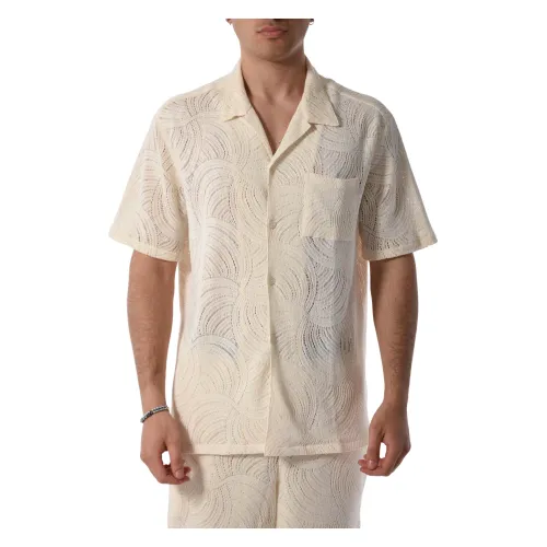 Arte Antwerp , Crochet Front Button Relaxed Shirt ,Beige male, Sizes:
