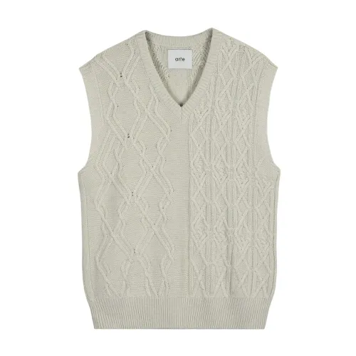 Arte Antwerp , Elegant Sleeveless Knit Vest ,White male, Sizes: