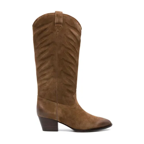 ASH , Barley Brown Suede Mid-Calf Boots ,Brown female, Sizes: