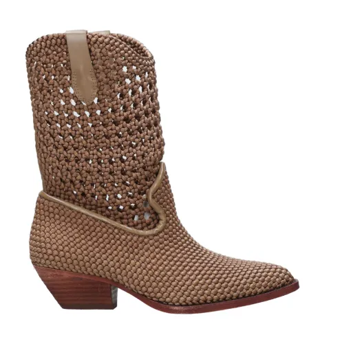 ASH , Beige Calfskin Leather Cowboy Boots ,Beige female, Sizes:
