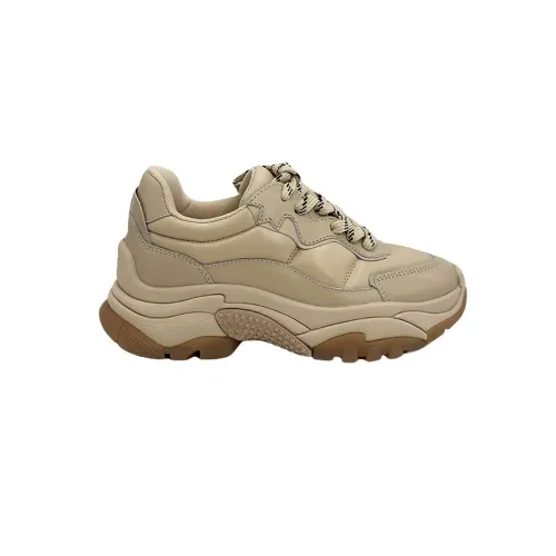 ASH , Beige Leather Platform Sneaker ,Beige female, Sizes: