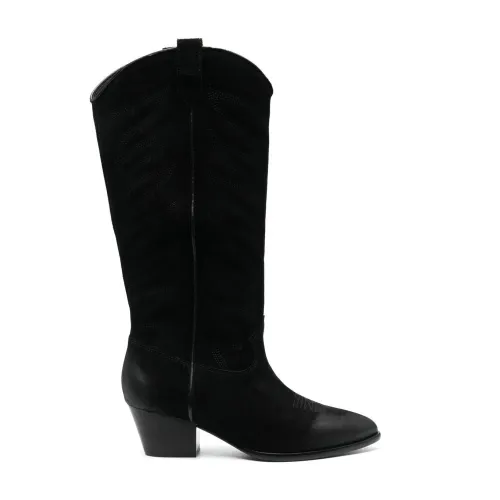 ASH , Black Leather Knee-Length Boots ,Black female, Sizes: