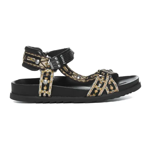 ASH , Black Sandals with Leather Details ,Black female, Sizes: