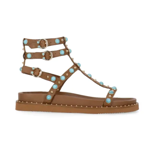 ASH , Brown Leather Woman's Sandals with Studs ,Brown female, Sizes: