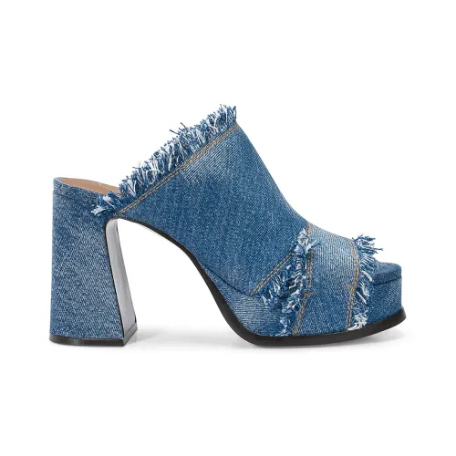 ASH , Denim Fabric Peep-toe Mules Blue ,Blue female, Sizes: