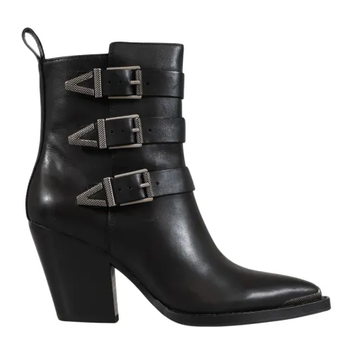 ASH , Edwin Leather Ankle Boots ,Black female, Sizes: