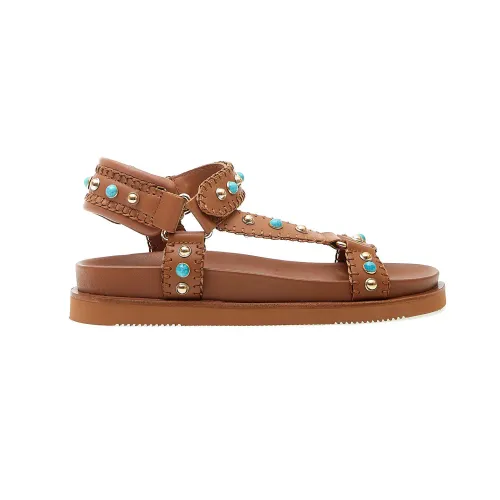 ASH , Ethnic Style Leather Sandals ,Brown female, Sizes: