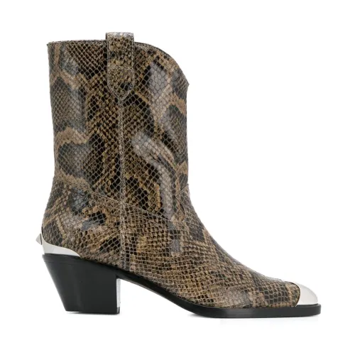 ASH , Famous Python Print Heeled Boots ,Brown female, Sizes: