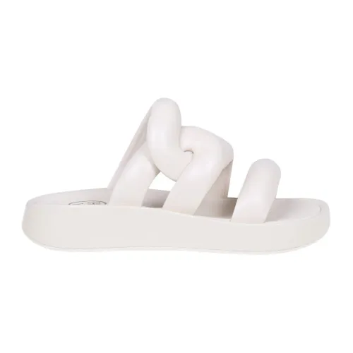 ASH , Padded Leather Sandal Platform ,White female, Sizes: