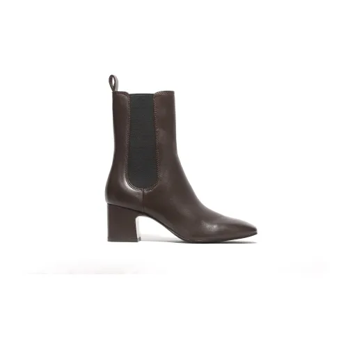ASH , Soft Ebony Leather Ankle Boot with Side Elastic ,Brown female, Sizes: