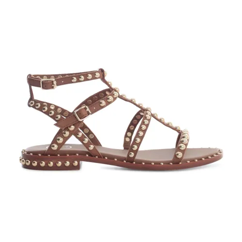 ASH , Studded Suede Sandals ,Brown female, Sizes: