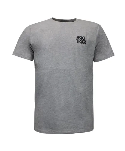 Asics Logo Mens Grey T-Shirt Cotton