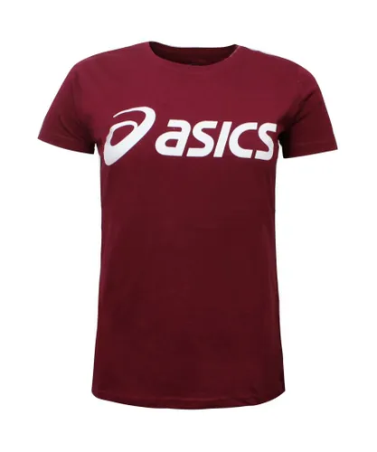 Asics Logo Womens Burgundy T-Shirt