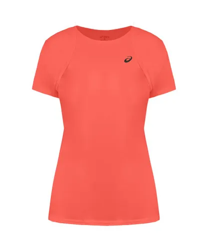 Asics Logo Womens Orange T-Shirt Cotton