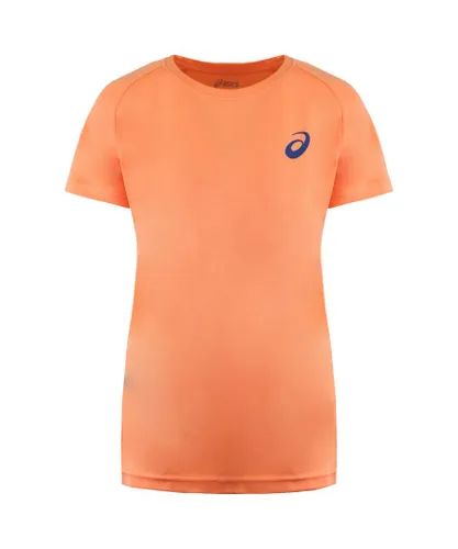 Asics Logo Womens Orange T-Shirt Cotton