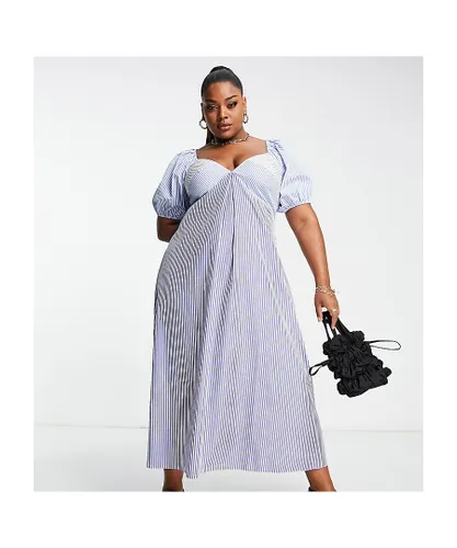 ASOS CURVE Womens DESIGN mixed stripe cotton midi tea dress-Multi - Multicolour