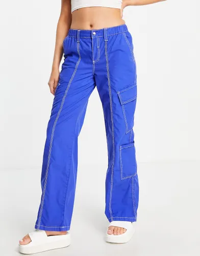 ASOS DESIGN 00's low rise cargo trousers in blue