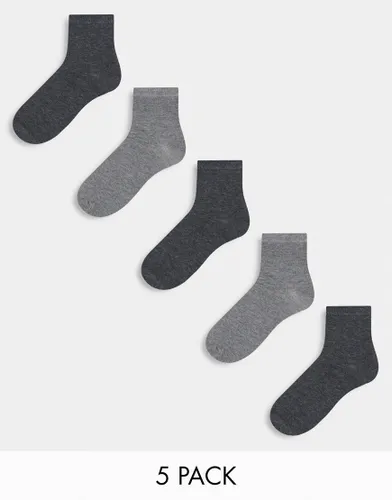 ASOS DESIGN 5 pack ankle socks in grey