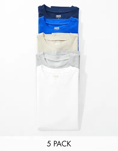 ASOS DESIGN 5 pack relaxed fit t-shirt in multiple colours