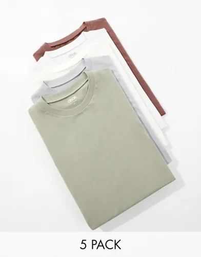 ASOS DESIGN 5 pack t-shirts in multiple colours