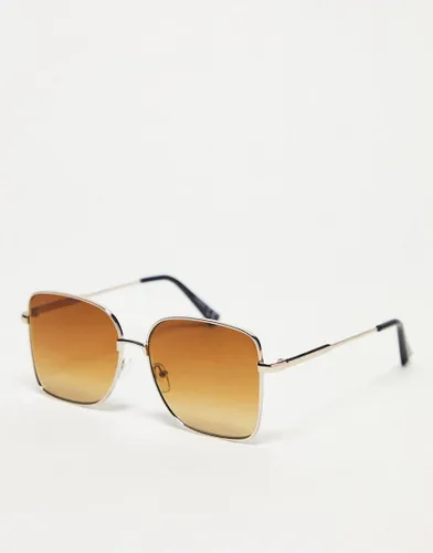 ASOS DESIGN 70s metal square sunglasses in gold