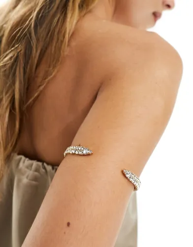 ASOS DESIGN arm cuff with wraparound crystal design-Gold