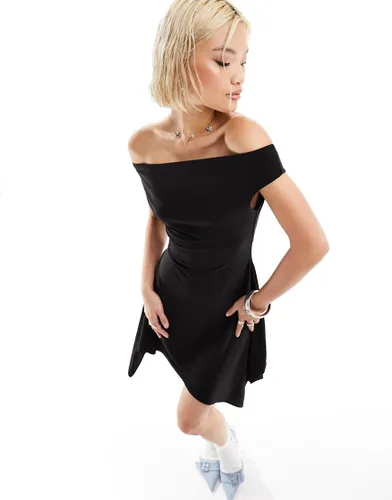ASOS DESIGN asymmetric hem mini dress in black