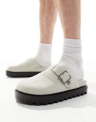 ASOS DESIGN chunky clog in grey with silver strap
