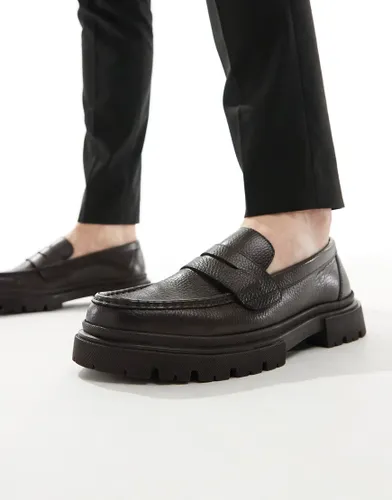 ASOS DESIGN chunky loafers in brown leather