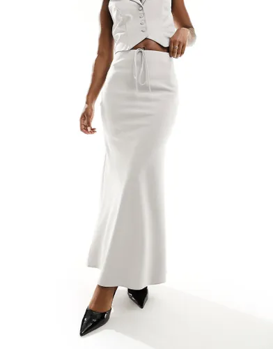 ASOS DESIGN clean tailored maxi co-ord skirt in light grey