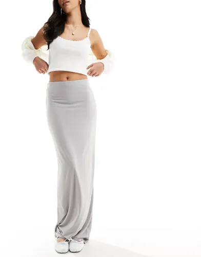 ASOS DESIGN column maxi skirt in light grey