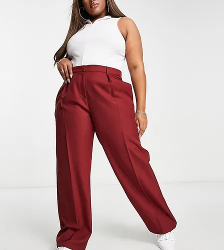 ASOS DESIGN Curve everyday slouchy boy trouser in bordeaux-Red