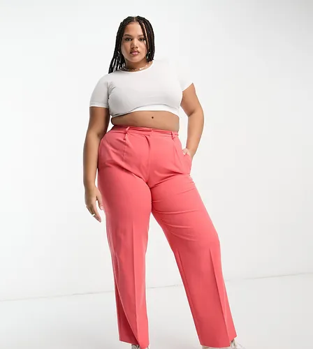 ASOS DESIGN Curve everyday slouchy boy trousers in coral-Red