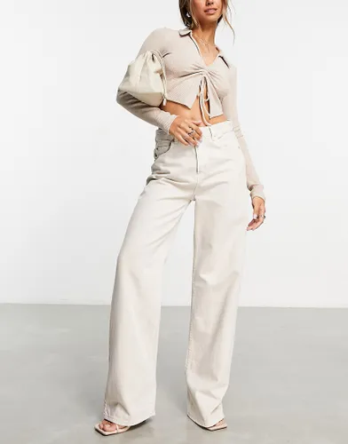 ASOS DESIGN dad jeans in stone-Neutral