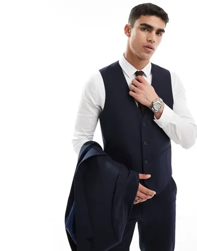 ASOS DESIGN double breasted skinny suit waistcoat in navy