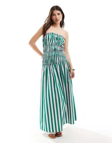ASOS DESIGN drop waist maxi bandeau dress in multi stripe