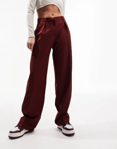 ASOS DESIGN everyday slouchy boy trouser in bordeaux-Red