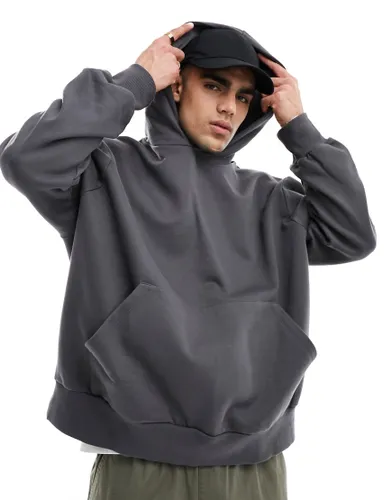 ASOS DESIGN extreme oversized hoodie in washed black-Grey