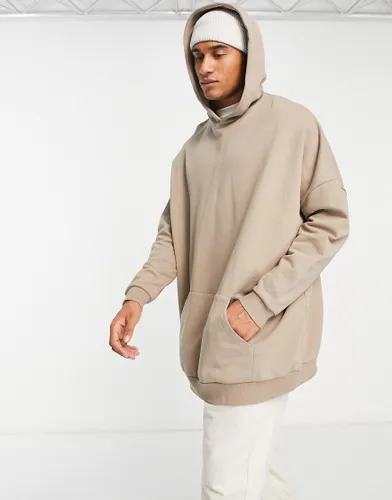 ASOS DESIGN extreme oversized longline sweatshirt in grey beige-Neutral