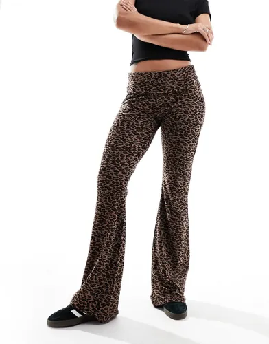 ASOS DESIGN fold over trousers in leopard print-Multi
