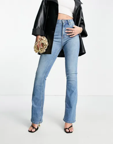 ASOS DESIGN lift and contour power stretch flared jeans in brightwash-Blue